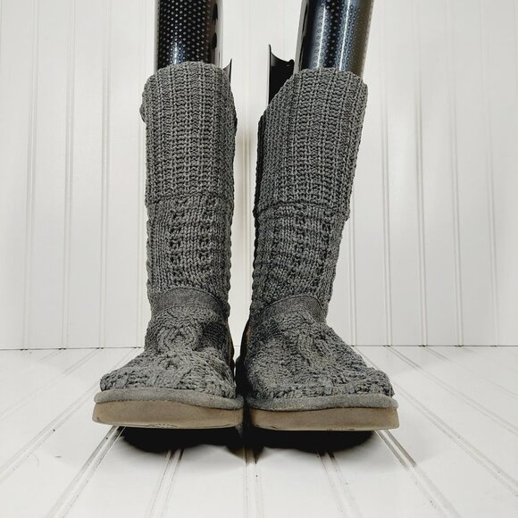 UGG Australia Womens Gray Button Cable Knit Leland Fold Over Boot 1000464 I181 - Picture 3 of 11